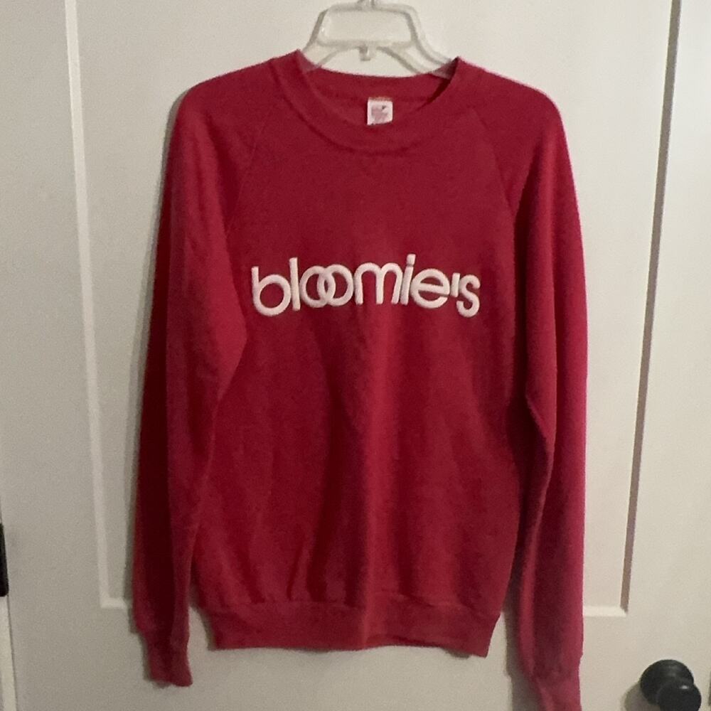 Vintage Bloomie's Sweatshirt Sz M PINK Pullover Graphic Logo Preppy Old Money